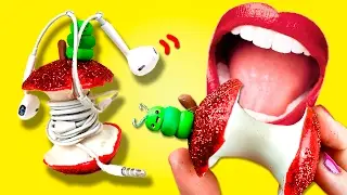DIY BITTEN Apple EARPHONES Holder 🍎🐛 Super EASY Headphones Holder  🎧