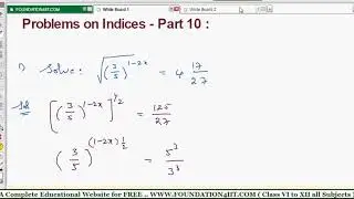 Problems on Indices - Part 10 || Class 9 Maths ICSE ||