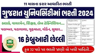 #185 gujrat university bharti 2024 | junior clark, wireman, peon, electrician bharti 2024 #clark