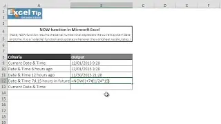 How to use NOW function in Excel