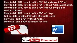 How to edit any PDF document with help of office 365 MS 2016 or 2019  without any editing software