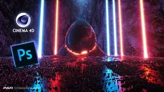 Cinema 4d with photoshop | Create Abstract landscape