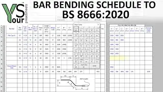 Bar Bending Schedule spreadsheet to BS 8666:2020
