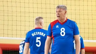 Волейбол. 28-й Шмаковский турнир ветеранов. Мужчины  50+. Полуфинал. Водоканал (Хаб) - Острова (Бл)