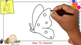 How to draw a butterfly EASY step by step for kids, beginners, children 6