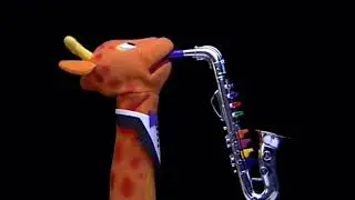 Beethoven The Giraffe plays the Fox Theme on the Sax