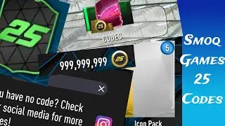 Smoq Games 25 Codes (All 25 codes) (Unlimited Packs and coins)