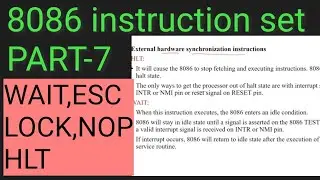 External hardware synchronization instructions| LOCK| ESC|WAIT| HLT| instruction set-PAR 7|malayalam