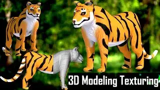 CINEMA 4D TIGER 3D MODELING UV UNWRAPING TEXTURING DOG WOLF CAT