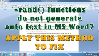 MS Office rand functions not working for auto generating text