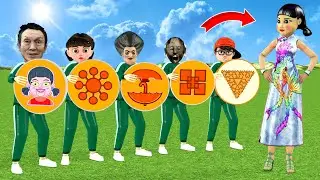Scary Teacher 3D vs Squid Game Search Who's Boss Dalgona Candy Throwing 5 Level Max Shapes