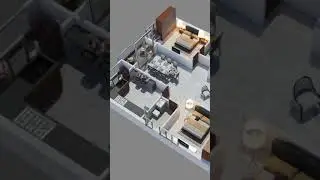3D Floor Plan Rendering Services of 3BHK Flat with Interior🏢 