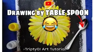 How to draw A Sunflower With a Spoon?• Easy & Amazing Art Ideas•New Idea•#youtubeart #spoonpainting
