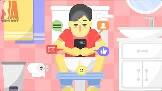 Use Basic Shapes To Create Flat Vector Illustration - Phone Addiction