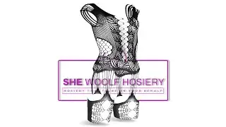 She-Woolf Hosiery, Hazel, Black Detailed Cut-Away Suspender Body-Stockings