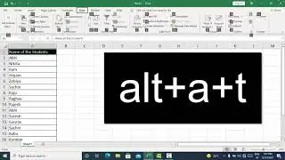 New short cut key to apply and clear filter in Microsoft Excel