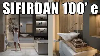 👁✍🙀👌😱😱Autocad Planından - Render'a - Banyo Tasarım Eğitimi👁✍🙀👌😱😱