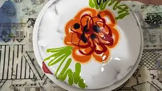 Две попытки создать цветок в технике отпечатка. Флюид арт.