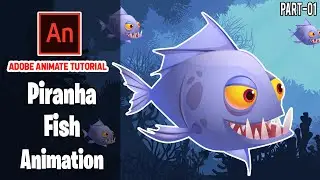 2d Animation Tutorial/ Piranha Fish Animation in Adobe Animate Tutorial | Fish Animation