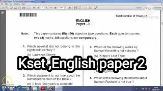 Kset, English paper 2 solved with brief explanation, held in 2015.