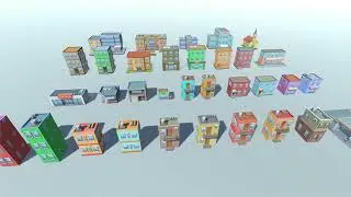 Low poly city buildings