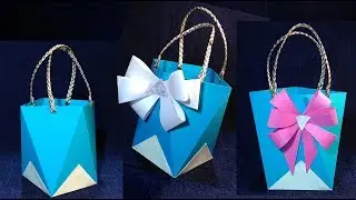 Easy Gift Bag with Handles. Gift wrapping tutorial. Origami gift wrapping