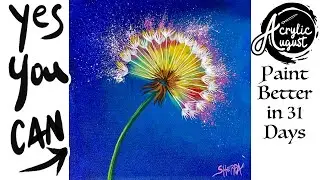 Colorful Dandelion Fluff 🌟🎨 How to Draw and Paint tutorial for Beginners: Acrylic August | Day 26