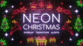 Neon Christmas Twitch Overlay and Alerts Stream Package for OBS