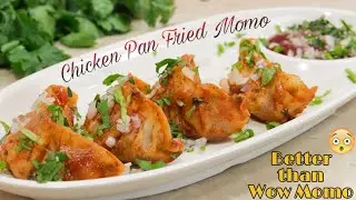 Wow MoMo style Chicken Pan fried momo recipe in Bengali.