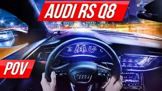 SUPER SUV on RED SQUARE. POV NIGHTRIDE in AUDI RS Q8 with 600 HORSEPOWER
