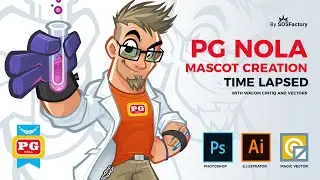 Mascot character creation for PG Nola in Photoshop and Illustrator