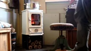 Cooking on a Wood Stove - The Hobbit Stove - White Enamel