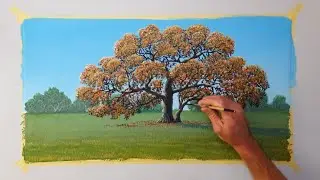 Painting an Autumn Tree / Time lapse Video / How to Paint a Tree Using Acrylics