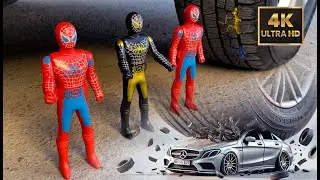 “Toy Showdown: Spider Man, Robots, Glue, Mercedes Benz Toy & More vs Car Tire!”