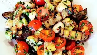 The most delicious salad with zucchini and eggplant! I never get tired of eating this salad!