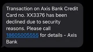 Axis Bank card payment declined due to security Reasons Fix This Problem 😄 💯