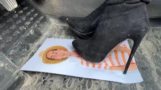 Crushed the picture with her high heels