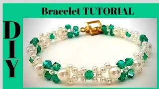 Beaded bracelet.  How to make bicones and pearls bead bracelet. Easy beading tutorial