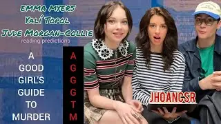 Emma Myers with Yalí Topol and Jude Morgan reading predictions for “A Good Girl's Guide To Murder”