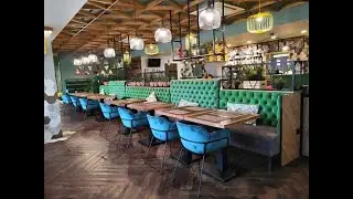 Обзор интерьера кафе европейской кухни GREEN BAR.