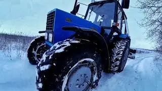 МТЗ 82П В СНЕГУ | tractor MTZ 82 | пряники в деревне