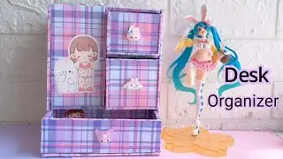Sharmin's craft ♥️| DIY Cardboard Desk Organizer | Paper craft idea| school supplies