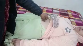Indian Lady Navel Checking for Navel Displacement Treatment 