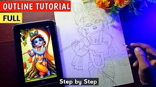 Krishna Ji Drawing | Tutorial Step By Step | Krishna Ji Drawing Tutorial | Free Art Contest 2024