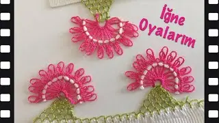 iğne oyası dağ üzerine çiçek modeli yapılışı