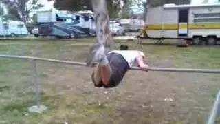 fat kid doing a frount flip and fart s