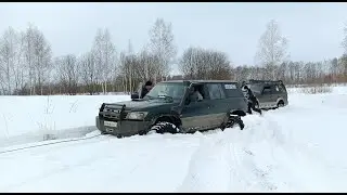 Снежный выезд, сломали Патруль на тракторах