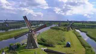 Kinderdijk , Dutch Windmills,  The Netherlands | Aerial View drone