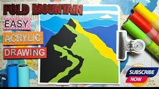 Easy acrylic drawing of Fold Mountain | Simple Landscape Art for Beginners