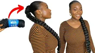 How to make a sleek ponytail with braiding hair |JUMBO BRAID PONYTAIL USING BRAZILIAN WOOL|